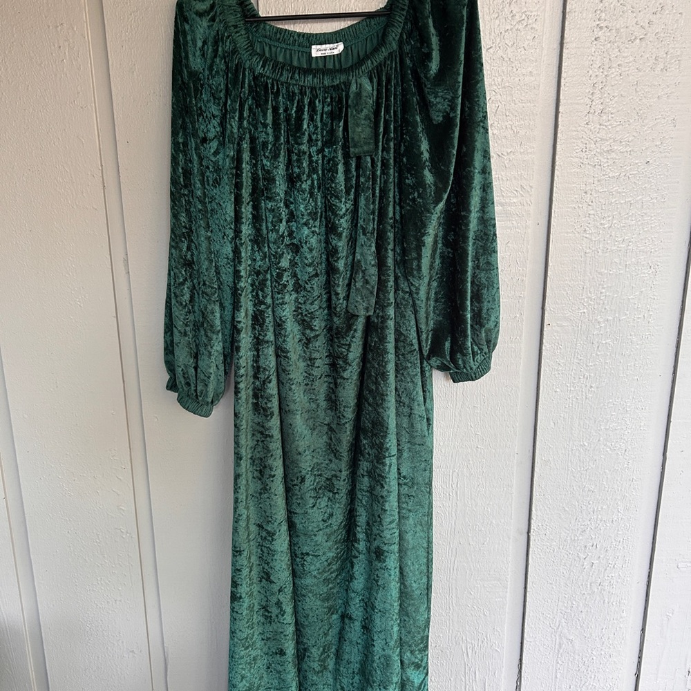 Lucie Ann Elegant Green Velvet‎ Maxi Dress size L/XL
